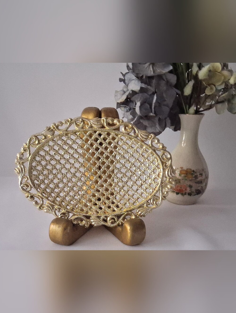 1968 American Tack & Howe Gold Plated Soap Dish - Footed